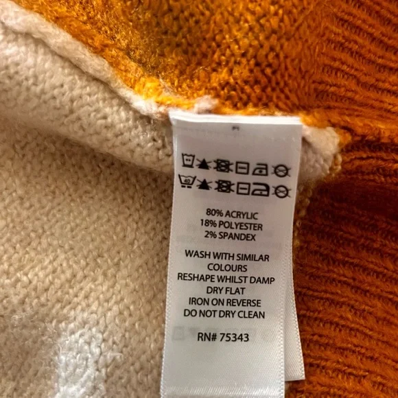 Silverflint Women's Color Block Tunic Sweater Beige/Yellow/Gold Cowl Neck Size M - Picture 4 of 4